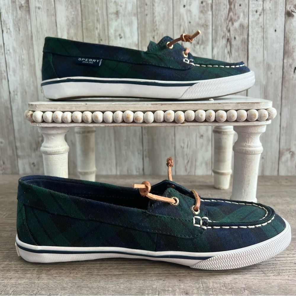 Sperry Lounge Away Blackwatch Plaid Slip On Boat Shoe Sneakers 7.5 - Picture 5 of 7